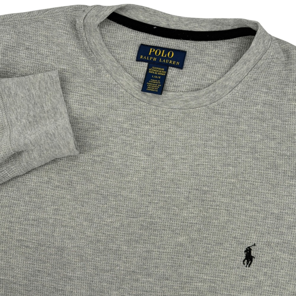 Polo Ralph Lauren Waffle Knit Top Mens Large Gray Thermal Long Sleeve Pony Gorp